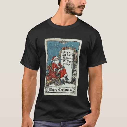 冷蔵庫まで一路 サンタ クリスマス F Tシャツ (正面)