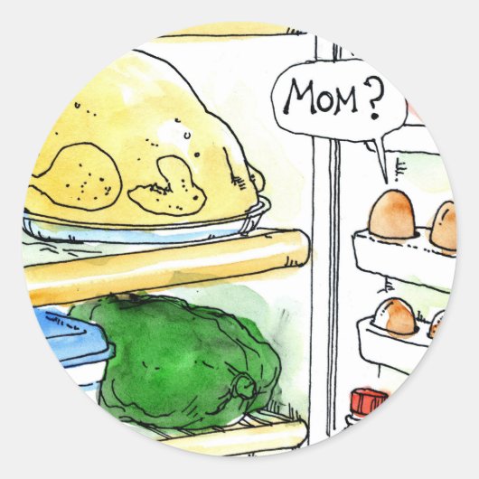 冷蔵庫チキンエッグファミリーおもしろい ラウンドシール (正面)