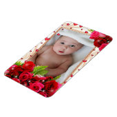 冷蔵庫マグネットあなたの写真赤いハートバラ マグネット (左側)