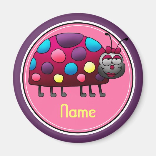 冷蔵庫マグネット、名前テンプレート、かわいいラディバグ マグネット (正面)