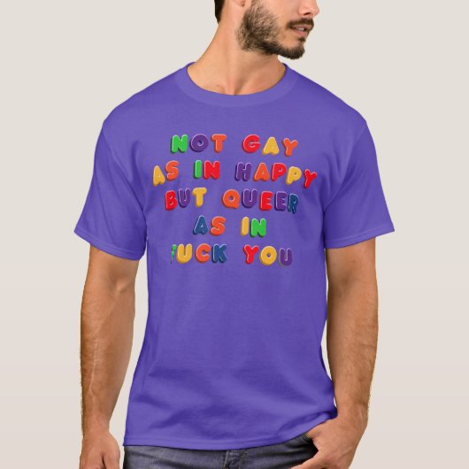 冷蔵庫マグネット 面白いゲイじゃない幸せって意味 Tシャツ (正面)