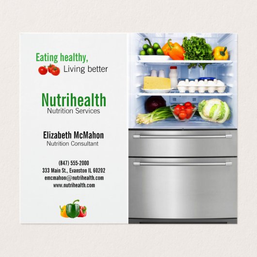 冷蔵庫栄養士折り畳み名刺 名刺 (内部フラット)