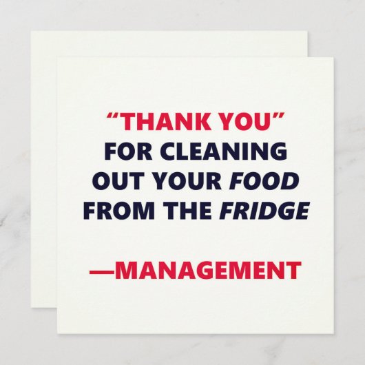 冷蔵庫清掃おもしろい感謝Officeユーモア (正面/裏面)