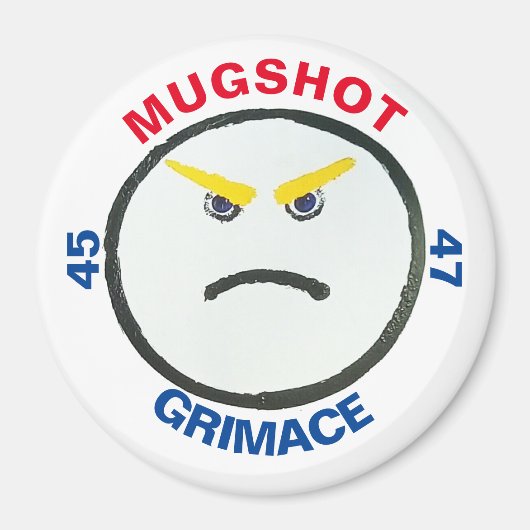 冷蔵庫用ボタンGRIMACE MUGSHOT マグネット (正面)