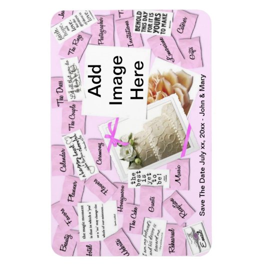 冷蔵庫用マグネットウェディング日付の保存招待状 マグネット (縦)