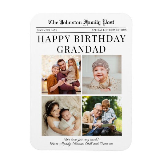 冷蔵庫用マグネット誕生日新聞のカスタマイズ マグネット (縦)