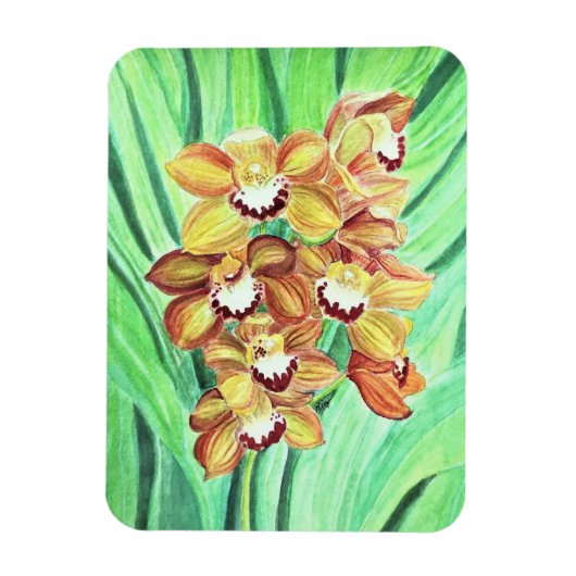 冷蔵庫磁石 – オレンジと黄色の蘭 マグネット (縦)