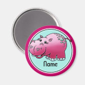 冷蔵庫磁石，名前テンプレート，かわいいカバ マグネット (正面/裏面)