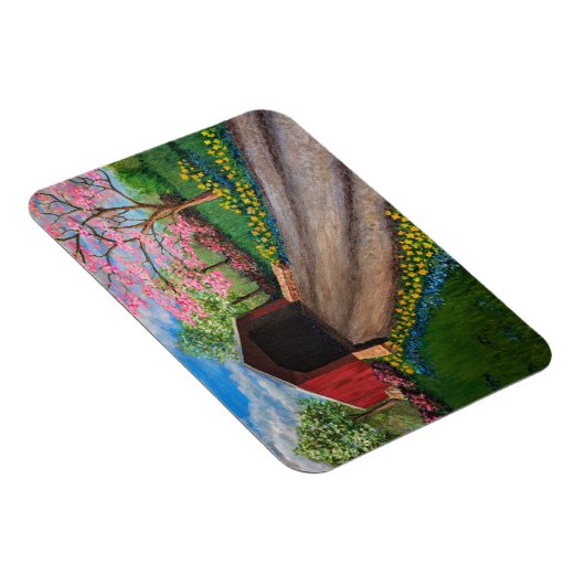 冷蔵庫磁石 – Springtime at Covered Bridge マグネット (右側)