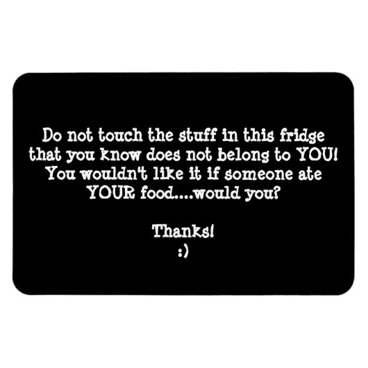冷蔵庫食警告物泥棒のカスタマイズこと。 マグネット (横)