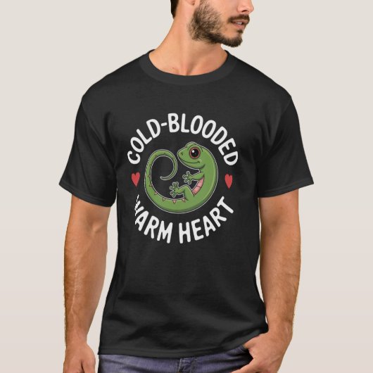 冷血な温かい心のトカゲデザイン Tシャツ (正面)