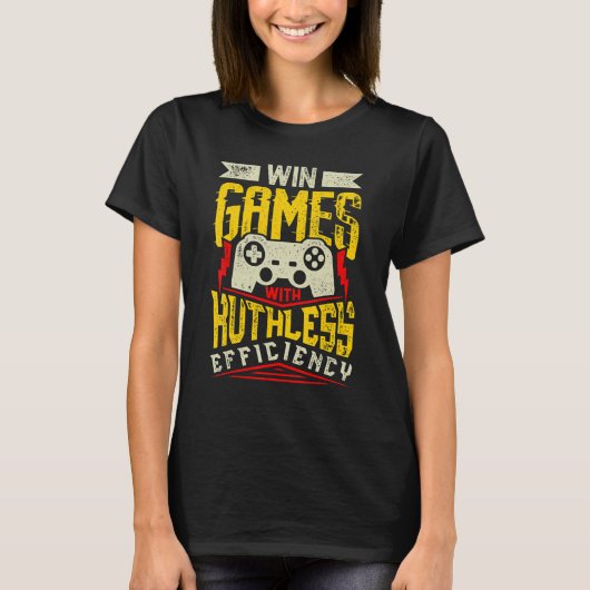 冷酷な効率でゲームに勝つ エキスパートゲーミングM Tシャツ (正面)