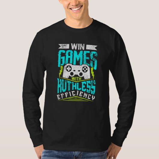 冷酷な効率でゲームに勝つ ゲーミング Tシャツ (正面)