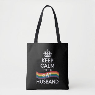 冷静さを保ちなさい 私はゲイの夫 妻 父 LGBTプライド トートバッグ