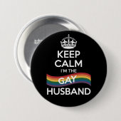 冷静さを保ちなさい 私はゲイの夫 妻 父 LGBTプライド 缶バッジ (正面&裏面)