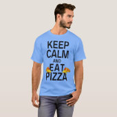 冷静さを保ちピザを食べよう ピザ好きのためのピザ re tシャツ (正面フル)