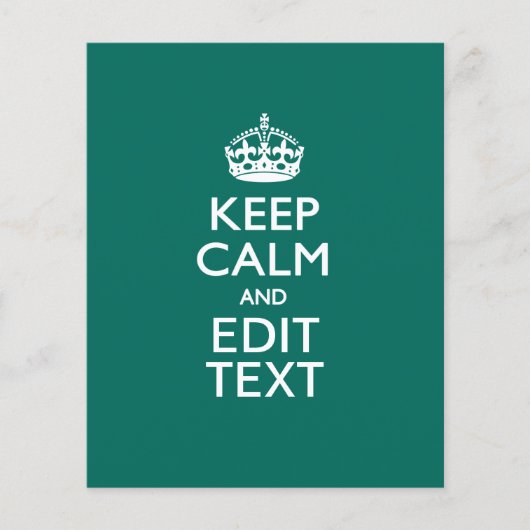 冷静さを保ち、ターコイズグリーンの青緑色の背景にあなたのテキスト チラシ (正面)