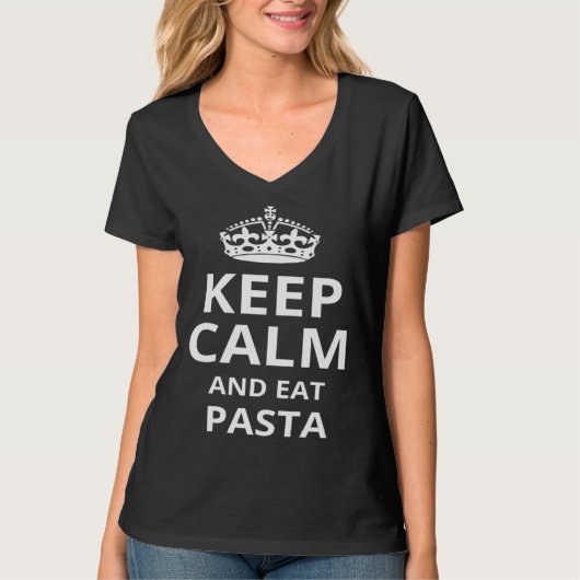 冷静さを保ってパスタを食べよう パスタ フレーズ Tシャツ (正面)
