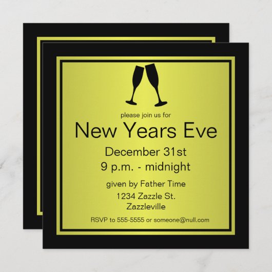 冷静さを保ってパーティーを楽しもう！シャンパン招待 招待状 (正面/裏面)