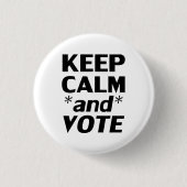 「冷静さを保って投票しよう」 黒と白 - 缶バッジ (正面)