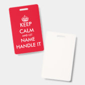 冷静さを保って、任せて。面白い名札 バッジ (表裏)