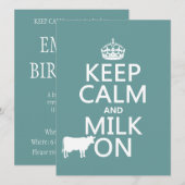 冷静さを保って、牛乳を飲み続けよう（牛） （すべての色） 招待状 (正面/裏面)