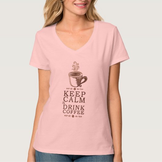 冷静さを保つ コーヒーを飲む Tシャツ (正面)