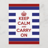 冷静さを保て。進め。青と白のストライプ ポストカード (正面)