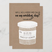 冷静にしてくれ 面白いブライズメイドまたは花嫁の介添え人 招待状 (正面/裏面)