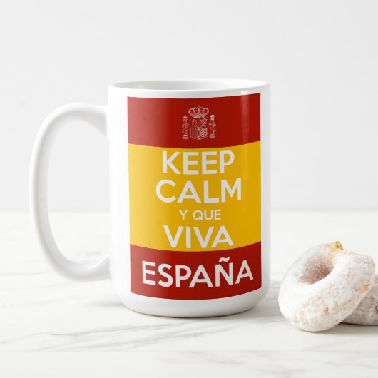 冷静に過ごせ、スペイン万歳 コーヒーマグカップ (ドーナツ)