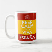 冷静に過ごせ、スペイン万歳 コーヒーマグカップ (左)