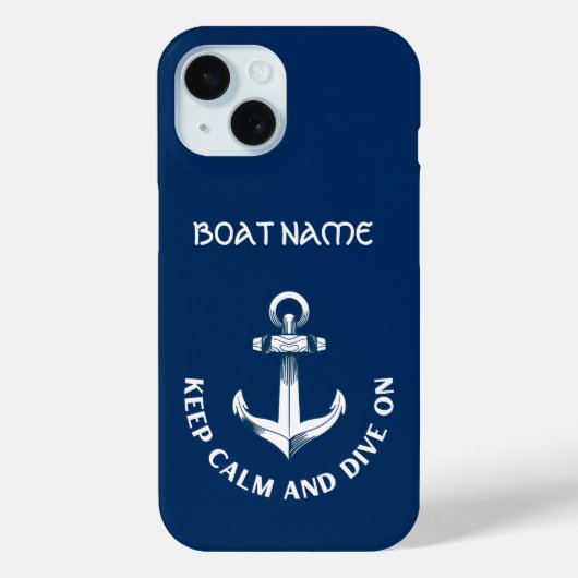冷静に、そしてダイビングしよう、アンカー ネイビーブルー Case-Mate iPhoneケース (裏面)
