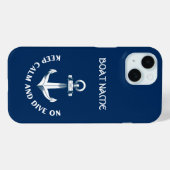冷静に、そしてダイビングしよう、アンカー ネイビーブルー Case-Mate iPhoneケース (裏面 (横))