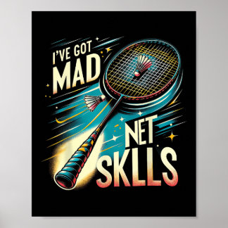 凄腕バドミントン選手 マッドネットスキル Tシャツ グラフィック ポスター