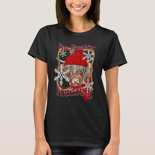 凍えるほど寒い メスの子牛 かわいい Tシャツ (正面)