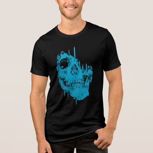 凍ったドクロ：不気味な青い朽ち トライブレンドＴシャツ (正面)