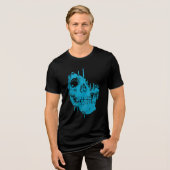 凍ったドクロ：不気味な青い朽ち トライブレンドＴシャツ (正面全面)