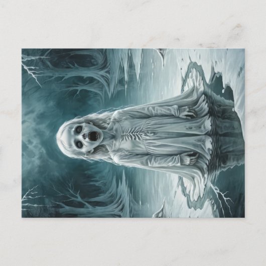 凍った冬の湖で呪われた子幽霊 ポストカード (正面)