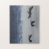 凍った川にカナダガチョウB48匹 ジグソーパズル (縦)