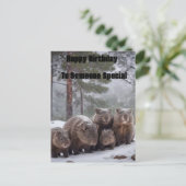 凍った巣穴:オーストラリアのワンバット家族の誕生日 ポストカード (スタンド正面)