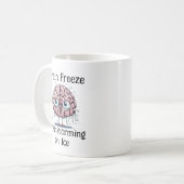 凍った思考 回転する脳: 面白い脳パロディ コーヒーマグカップ (正面左)
