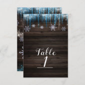 凍った氷柱の冬の不思議な世界のテーブルナンバー 招待状 (正面/裏面)