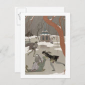 凍った湖でのアイススケート、イラスト用 ポストカード (正面/裏面)