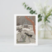 凍った湖でのアイススケート、イラスト用 ポストカード (スタンド正面)