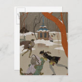 凍った湖でのアイススケート ポストカード (正面/裏面)