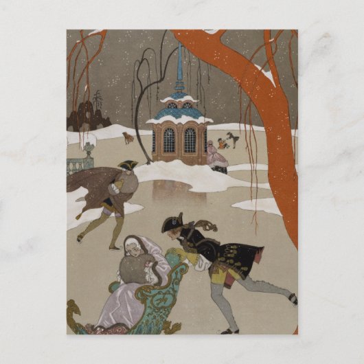 凍った湖でのアイススケート ポストカード (正面)
