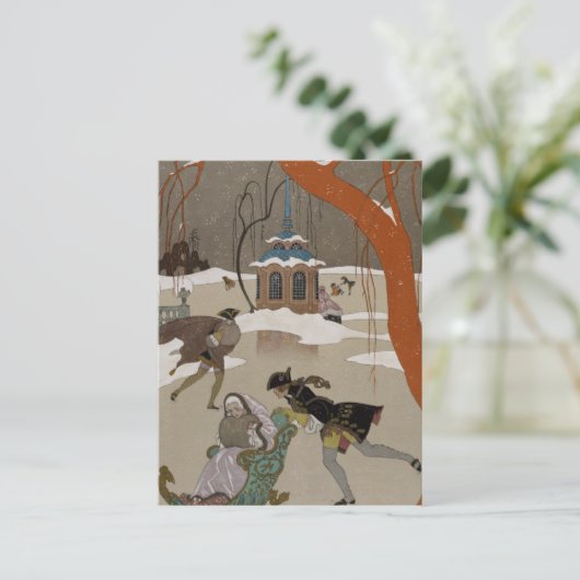 凍った湖でのアイススケート ポストカード (スタンド正面)