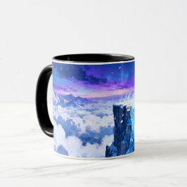凍った空のマグカップ|雪の山の幻想的な陶器のコーヒーカップ マグカップ