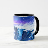 凍った空のマグカップ|雪の山の幻想的な陶器のコーヒーカップ マグカップ (正面右)
