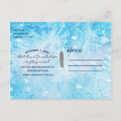 凍った雪の結晶の冬のワンダーランド・セーブ・ザ・デート 案内ポストカード (裏面)